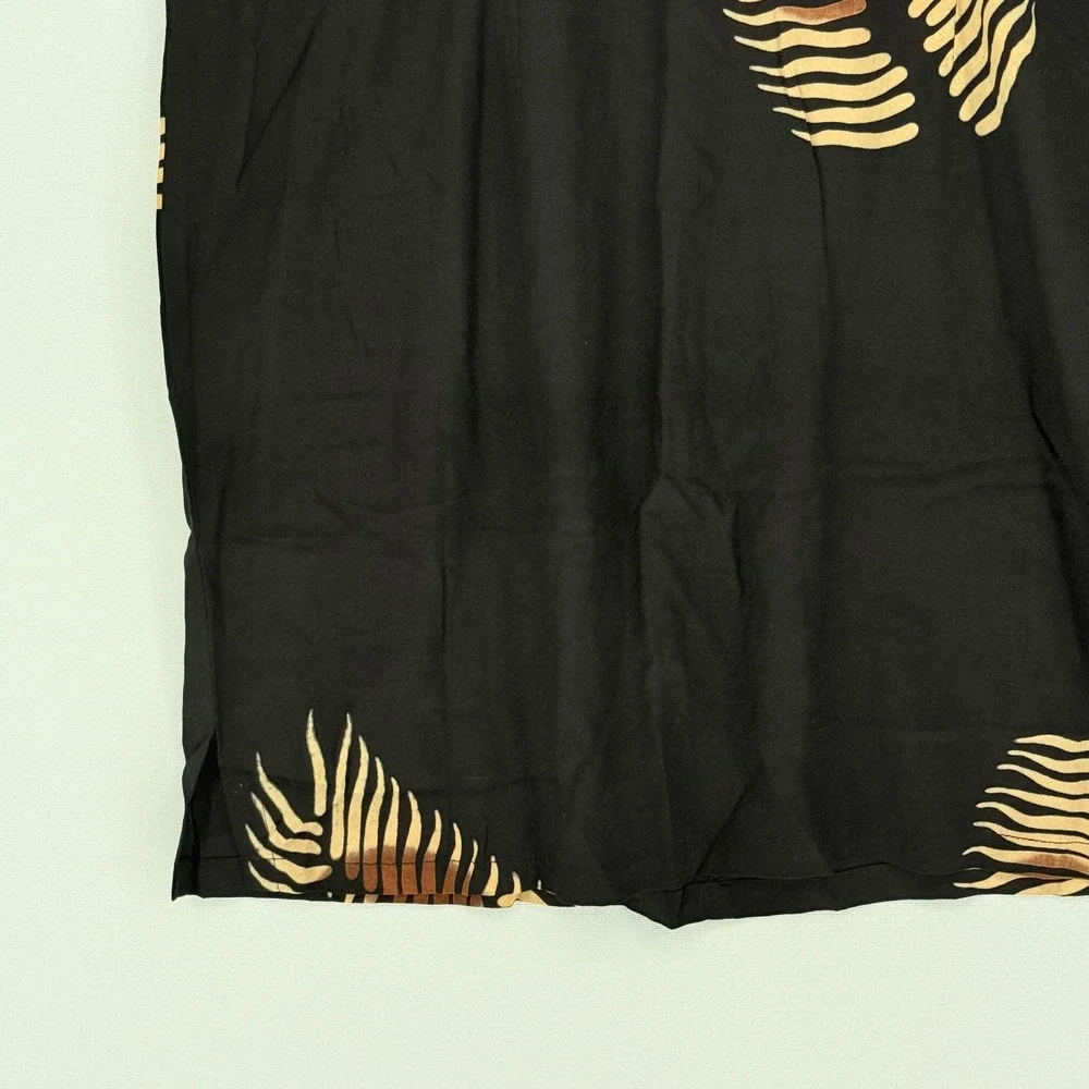 Hilo Hattie Island Collections Palm Leaf Shift Dress Womens XL Black Tan Resort
